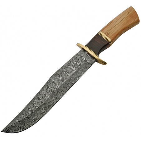 Olive Wood Damascus Bowie DM1132
