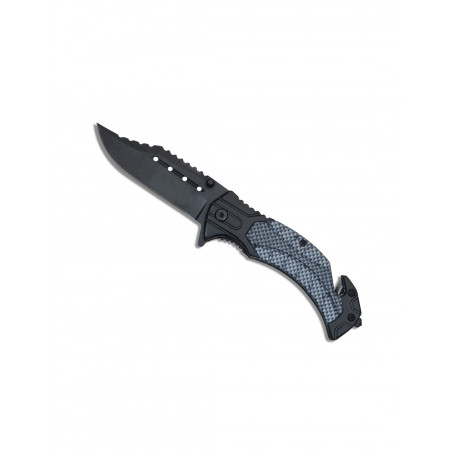 COUTEAU OUVERTURE ASSISTEE STYLE CARBONE LAME 12CM