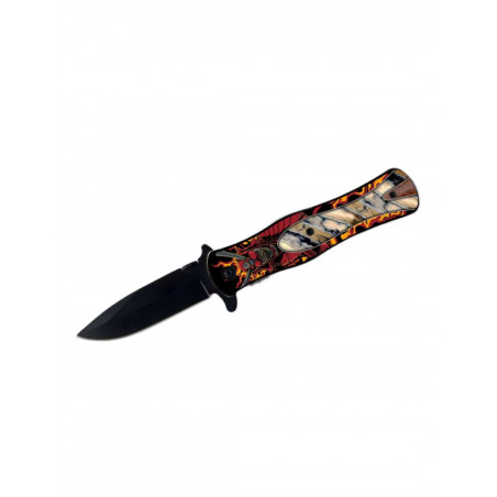 COUTEAU MOTIF SAMOURAI LAME 9CM