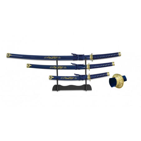 Set 3 Katanas Tole10. Socle. L 70/49/29